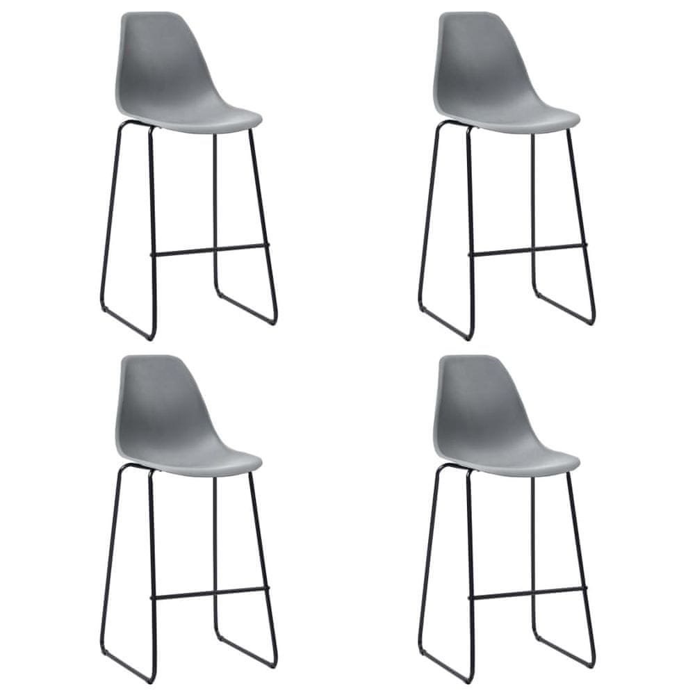 Vidaxl Barové stoličky 4 ks, sivé, plast